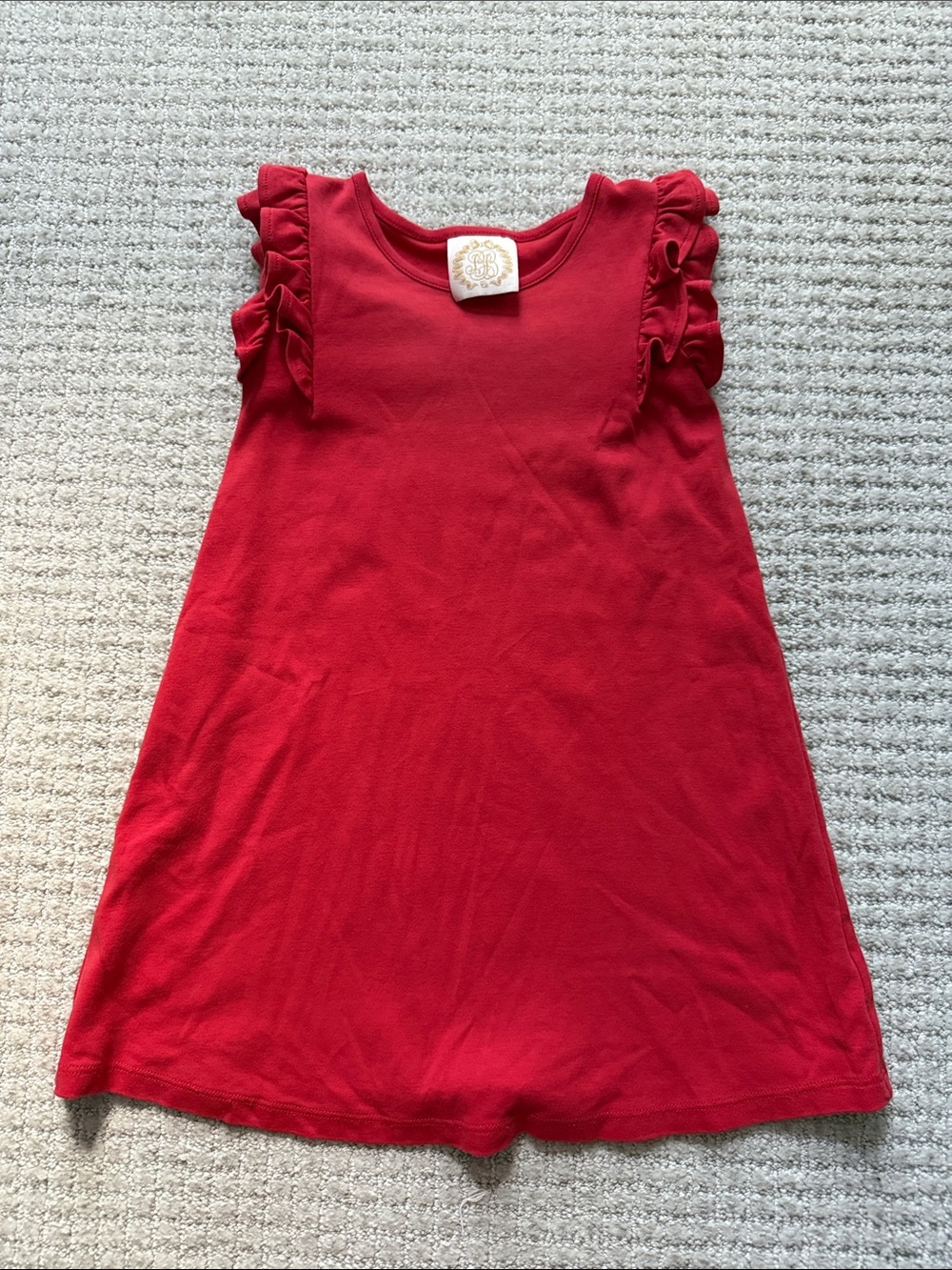 The Beaufort Bonnet Company Red Ruffle Sleeve Casual Dress
